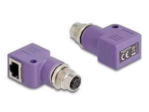 DELOCK M12 Adapter D-kodiert 4 Pin Bu zu RJ45 Bu gewinkelt