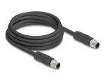 DELOCK M12 Kabel L-kodiert 4 Pin St zu St PUR 3m schwarz