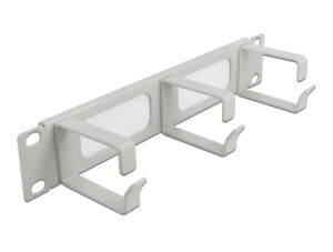 DELOCK 10" Kabelmanagement Bürstenleiste 3 Bügel 1 HE grau