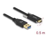 DeLOCK SuperSpeed USB 10 Gbps (USB 3.2 Gen 2) Kabel Typ-A Stecker zu USB Type-C Stecker mit Schrauben seitlich 0,5 m
