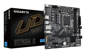 GIGABYTE B760M E Mainboard – Unterstützt Intel Core Prozessoren der 14. Generation, 6+1+1 Phasen VRM, bis zu 7200 MHz DDR5 (OC), 2xPCIe 4.0 M.2, 1 GbE LAN, USB 3.2 Gen 1