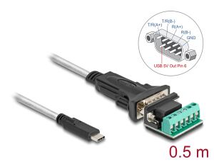 DELOCK Adapter USB-C/RS-422/485 St+ 6P Terminalblock 5V 0,5m