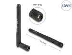 DeLOCK 5G 3,3 - 5,0 GHz Antenne SMA Stecker -1,0 - 4,5 dBi 10,9 cm omnidirektional mit Kippgelenk und flexiblem Material schwarz
