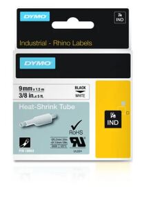 DYMO IND Schrumpfschlauch-Etiketten - 9mm x 1,5m - Schwarz auf Weiß