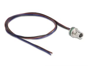 DeLOCK M8 Einbaukabel A-kodiert 3 Pin Buchse für Panel mit offenen Kabeln Front Montage 0,5 m