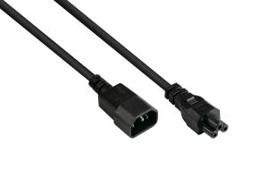Alcasa P1405-S010 Stromkabel Schwarz 1 m C14-Koppler C5-Koppler