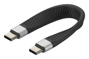 Techly ICOC-USBC-FL-U4 USB Kabel USB4 Gen 2x2 0,124 m 40 Gbit/s 1000 W Schwarz