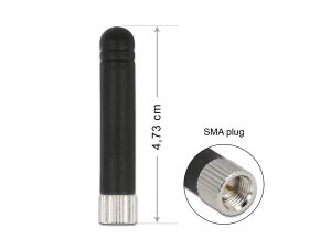 DeLOCK LPWAN 868 MHz Antenne SMA Stecker 1,6 dBi omnidirektional starr schwarz