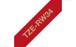 Brother TZE-RW34 Etiketten erstellendes Band Gold auf Rot