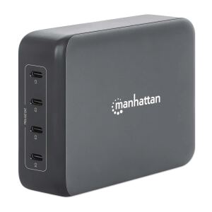 Manhattan 102667 Ladegerät für Mobilgeräte Handy, Laptop, Tragbare Spielekonsole, Smartphone, Tablets Schwarz AC Schnellladung Drinnen