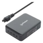 Manhattan 102667 Ladegerät für Mobilgeräte Handy, Laptop, Tragbare Spielekonsole, Smartphone, Tablets Schwarz AC Schnellladung Drinnen