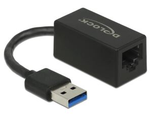 DeLOCK Adapter SuperSpeed USB (USB 3.2 Gen 1) mit USB Typ-A Stecker > Gigabit LAN 10/100/1000 Mbps kompakt schwarz