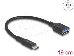 DeLOCK USB 10 Gbps Adapter USB Type-C Stecker zu Typ-A Buchse 19 cm 60 W QC 3.0 schwarz