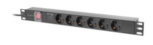 Lanberg PDU-06F-0200-BK Stromverteilereinheit (PDU) 6 AC-Ausgänge 1U Schwarz