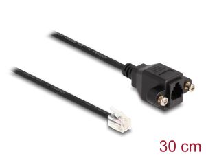 DeLOCK Kabel RJ10 Stecker zu RJ10 Buchse zum Einbau 30 cm schwarz