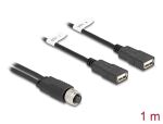 DELOCK M12 Kabel A-kodiert 8 Pin Bu zu 2 x USB 3.0 Typ 1m sw