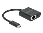 DeLOCK USB Type-C Adapter zu Gigabit LAN 10/100/1000 Mbps mit Power Delivery Anschluss schwarz
