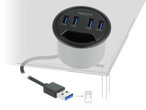 DELOCK 4 Port Tisch-Hub mit 4 x SuperSpeed USB Typ-A Port