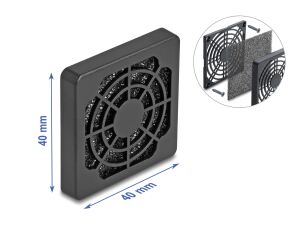 DELOCK Lüftergitter mit Staubfilter 40 x 40 mm schwarz