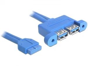 DeLOCK 82941 USB Kabel USB 3.2 Gen 1 (3.1 Gen 1) 0,45 m 2 x USB A 5 Gbit/s Blau