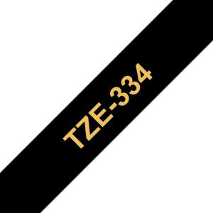 Brother TZE-334 Etiketten erstellendes Band Gold auf Schwarz