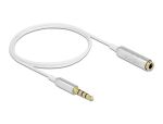 DeLOCK Audio Verlängerungskabel Klinke 3,5 mm 4 Pin Stecker zu Buchse Ultra Slim 0,5 m weiß