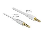 DeLOCK Audio Verlängerungskabel Klinke 3,5 mm 4 Pin Stecker zu Buchse Ultra Slim 0,5 m weiß