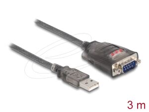 DeLOCK Adapter USB 2.0 Typ-A zu 1 x Seriell RS-232 D-Sub 9 Pin Stecker mit Muttern mit 3 x LED 3 m