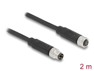 DeLOCK M8 3 Pin Kabel A-kodiert Stecker zu Buchse PUR (TPU) 2 m