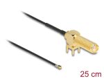 DeLOCK Antennenkabel SMA 90° PCB Buchse zum Einbau zu I-PEX Inc., MHF® 4L Stecker 1.13 25 cm Gewindelänge 15 mm