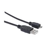 Manhattan Hi-Speed USB Micro-B Anschlusskabel, USB 2.0, Typ A Stecker - Micro-B Stecker, 480 Mbps, 1,8 m, Schwarz