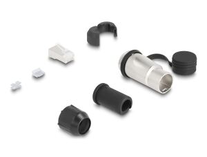 DeLOCK RJ45 Modularer Stecker zur Eigenmontage Cat.6A mit robusten Kabelsteckergehäuse und Schutzkappe passend für die Durchführungskupplungen 67061 und 67062
