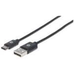 Manhattan USB 2.0 Typ C-Kabel, Typ C-Stecker auf Typ A-Stecker, 480 Mbit/s, 2 m, schwarz