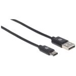 Manhattan USB 2.0 Typ C-Kabel, Typ C-Stecker auf Typ A-Stecker, 480 Mbit/s, 2 m, schwarz