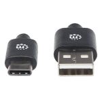 Manhattan USB 2.0 Typ C-Kabel, Typ C-Stecker auf Typ A-Stecker, 480 Mbit/s, 2 m, schwarz
