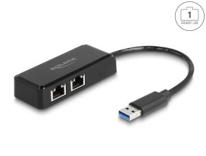DELOCK USB Typ-A Adapter zu 2 x Gigabit LAN
