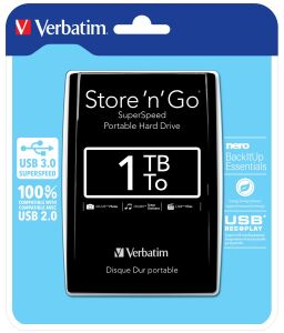 Verbatim Portables Festplattenlaufwerk Store n Go USB 3.0, 1 TB, Schwarz