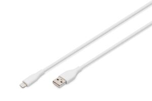 Digitus Lightning Silikon Anschlusskabel, USB-A - Lightning 1m, weiß