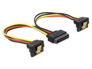 DELOCK Stromkabel SATA 15Pin -> 2x SATA 15Pin 90° St/Bu/Bu