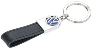 TROIKA VW Lederschlaufe Schlüsselring Schwarz