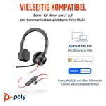 HP Poly Blackwire 8225 USB-C Stereo-Headset + USB-C/A-Adapter