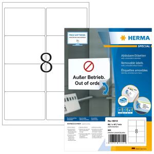 HERMA Repositionierbare Adressetiketten A4 99.1x67.7 mm weiß Movables Papier matt blickdicht 800 St.