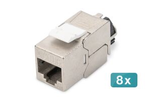 Digitus CAT 6A Keystone Modul, geschirmt mit intelligentem Kabelmanager - 8 Stk.