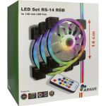 Inter-Tech Argus RGB-Fan Set RS-14 Computergehäuse Ventilator 14 cm Schwarz