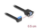 DeLOCK Kabel USB 5 Gbps Pfostenbuchse 90° gewinkelt zu 2 x USB 5 Gbps Typ-A Buchse zum Einbau 50 cm