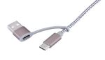 TROIKA CBL30/GY USB Kabel 1 m USB C USB C/Micro USB-A/Lightning Grau