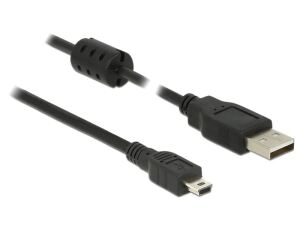 DeLOCK 1.5m, USB 2.0-A/USB 2.0 Mini-B USB Kabel 1,5 m USB A Mini-USB B 0,48 Gbit/s Schwarz