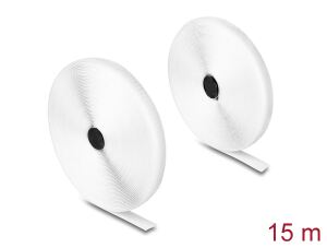 DeLOCK Strapazierfähiges Klettband mit Haft- und Flauschband L 15 m x B 20 mm weiß