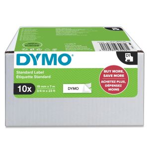 DYMO Original D1-Etikettenband | schwarz auf weiß | 19 mm x 7 m | selbstklebendes Schriftband | für LabelManager-Beschriftungsgerät | 10 D1 Etikettenkassetten