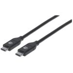 Manhattan USB 2.0 Typ C-Anschlusskabel, USB 2.0, Typ C-Stecker auf Typ C-Stecker, 480 Mbit/s, 5 A, 2 m, schwarz